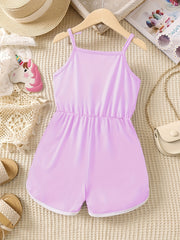 Girls Unicorn Print Bow Straps Cami Jumpsuit Kids Summer Clothes