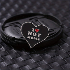 Hot Moms Heart Enamel Pin Hip-Hop Style Brooch Lapel Badge