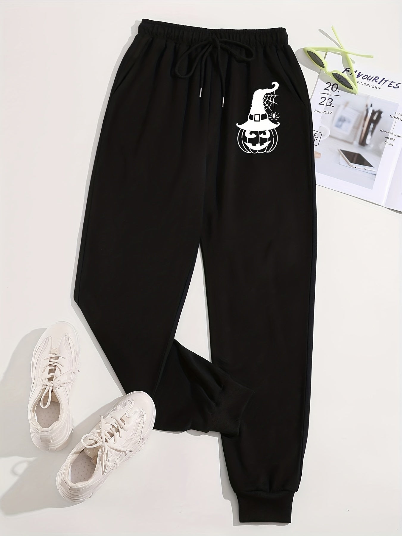  Halloween Pumpkin Print Fitness Pants