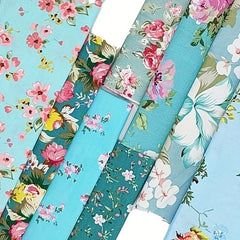 Floral Fabric Bundle Pre cut Patchwork Squares Quilting DIY Crafts 8pcs