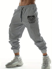 Hipster Metal Print Cargo Pants Men