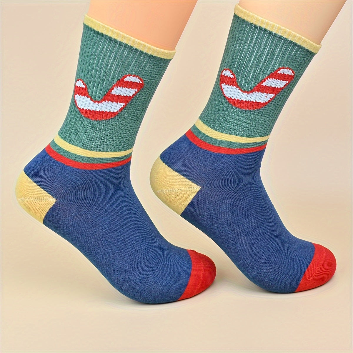 10 Pairs Christmas Print Socks Women's Mid Tube Stockings Hosiery