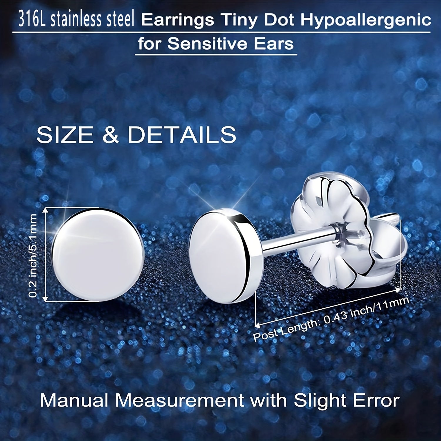 Titanium Round Heart Lightning Moon Earrings