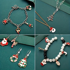 Mini Alloy Christmas Santa Claus Pendants for DIY Jewelry Making
