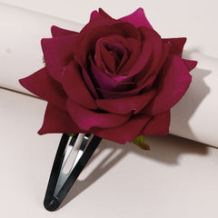 Red Rose Hair Clip Flower Hair Pin Barrette Vintage Women's Hair Accessories Gif