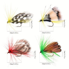 Dry & Wet Floating Fly Fishing Flies Trout & Bass Combo Set with Storage Box