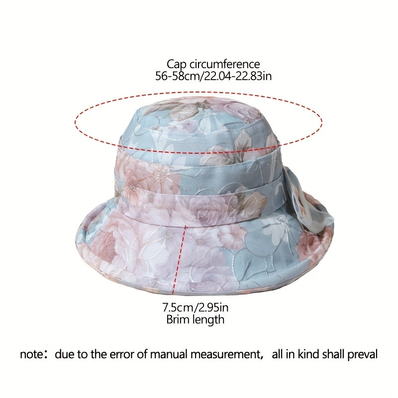 Flower Ribbon Bowknot Bucket Hat for Women