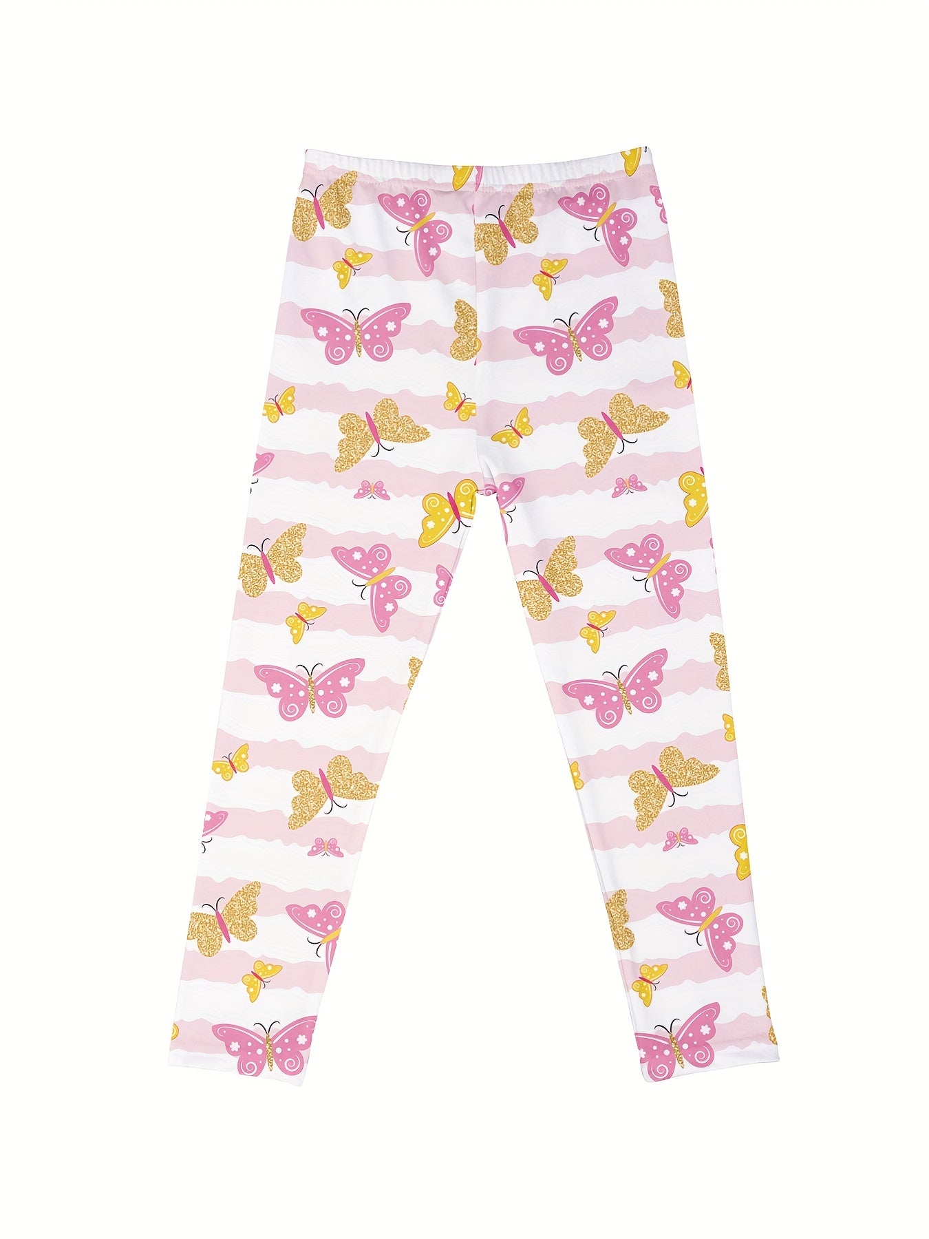 Girls Butterfly Fleece Warm Leggings Footless Tights Pants Kids Clothes