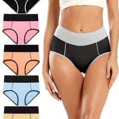 5pcs High Waist Briefs Stretchy Intimates Panties Women's Lingerie