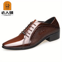 Laorentou Men's Leather Pointed Toe Dress Shoes for Wedding