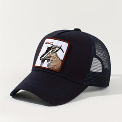 Goat Embroidery Patch Trucker Hat Mesh Breathable Unisex Golf Baseball Cap