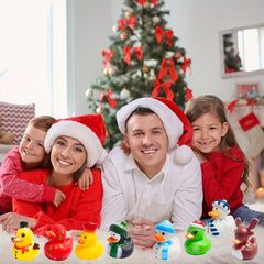 10Pcs Christmas Rubber Ducks Mini Bath Toys Kids Party Favors
