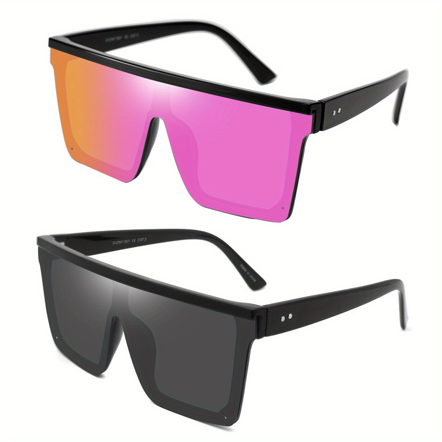 2pairs Large Rimless Sunglasses UV Protection Bundle