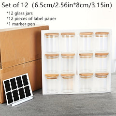 12pcs Glass Storage Jar Candy Jars With Lids Food Container Airtight Bamboo Lid