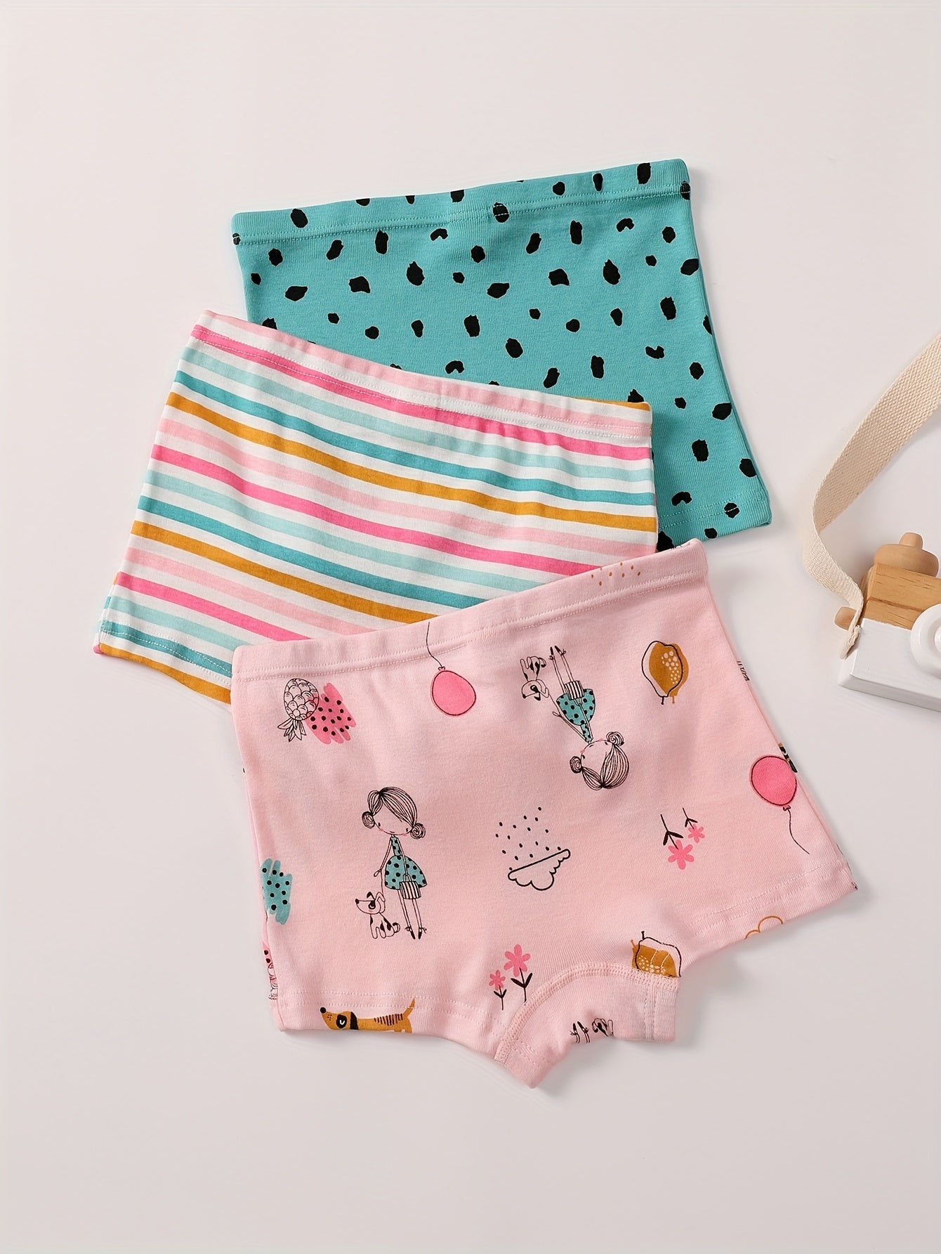 3pcs Cartoon Pattern Panties Comfy Kid's Underwear