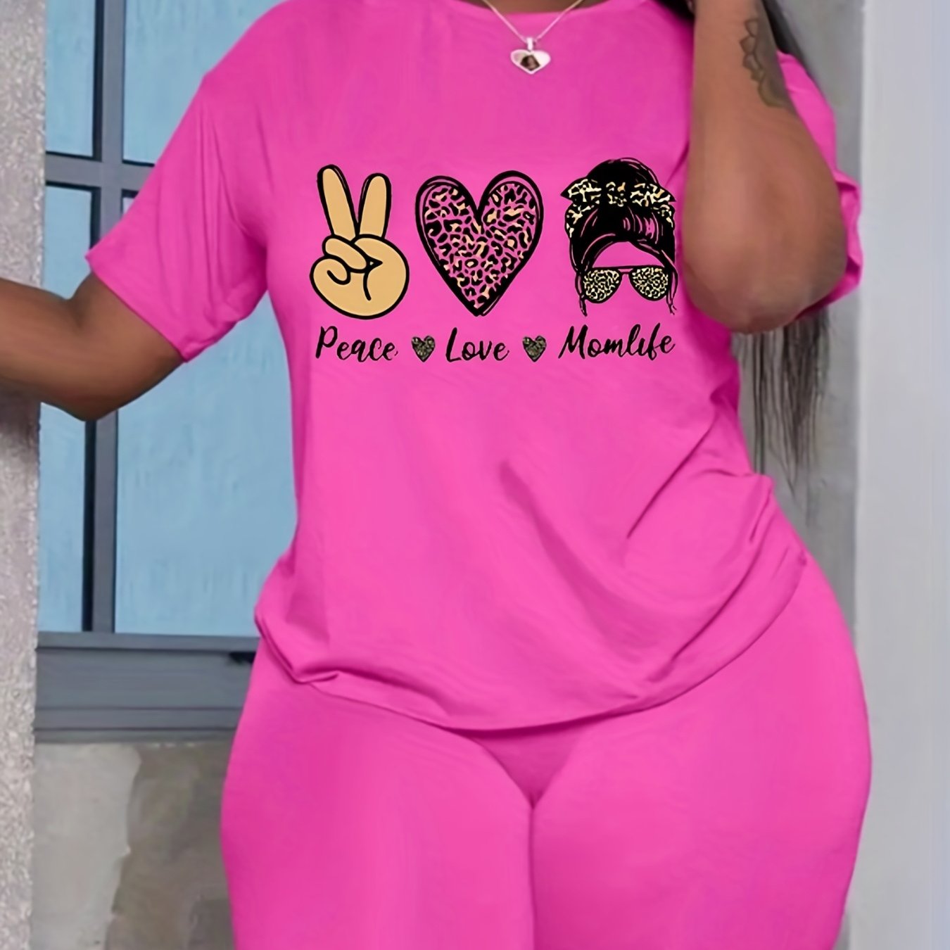  Heart & Figure Print 2 Piece Set