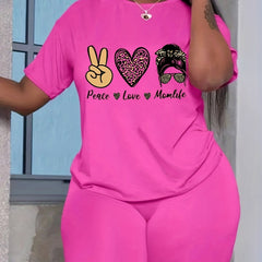  Heart & Figure Print 2 Piece Set