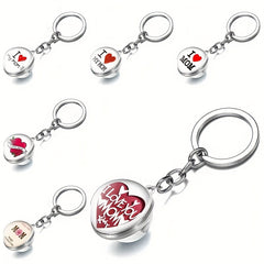 I LOVE MOM Keychain Metal Key Ring Purse Handbag Car Charm Earphone Accessory