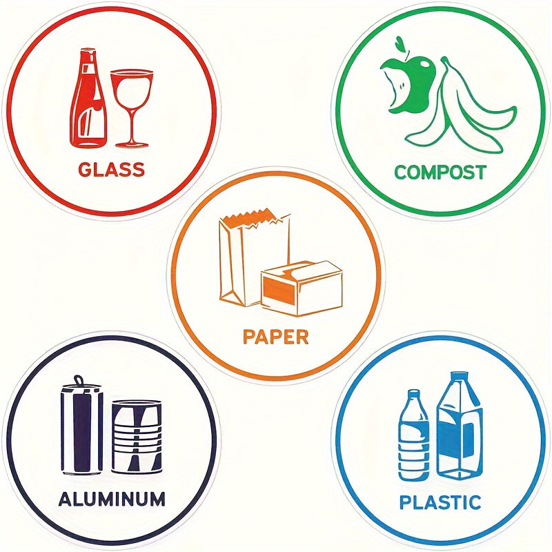 5pcs Recycling Stickers 10 16 Cm Paper Aluminum Plastic Glass Compost Box