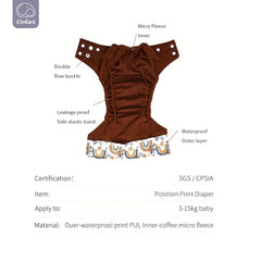 Waterproof Reusable Baby Cloth Diaper - Adjustable Fit & Colorful Prints