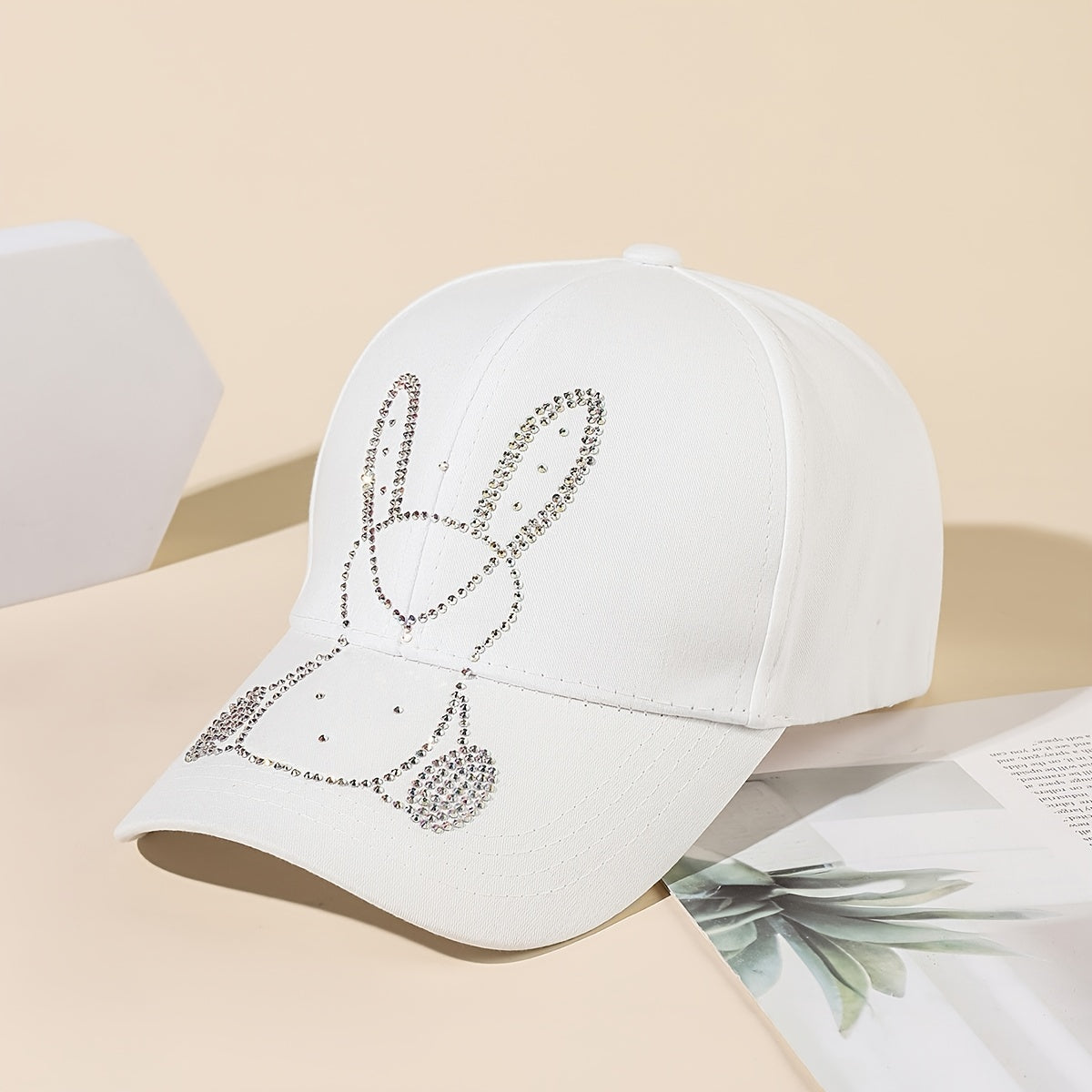 Rhinestone Bunny Baseball Cap Women Adjustable Sports Sun Hat Dad Hats