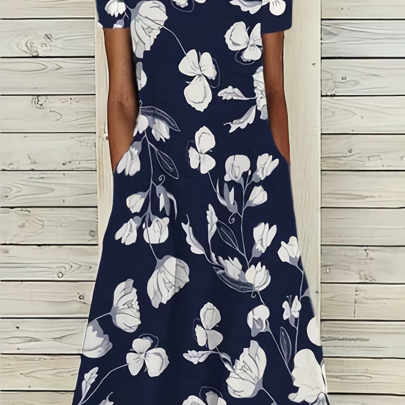 Floral Print Short Sleeve Midi Dress Plus Size