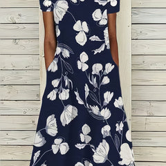 Floral Print Short Sleeve Midi Dress Plus Size