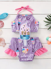 Ice Cream Halter One Piece Swimsuit for Little Girls