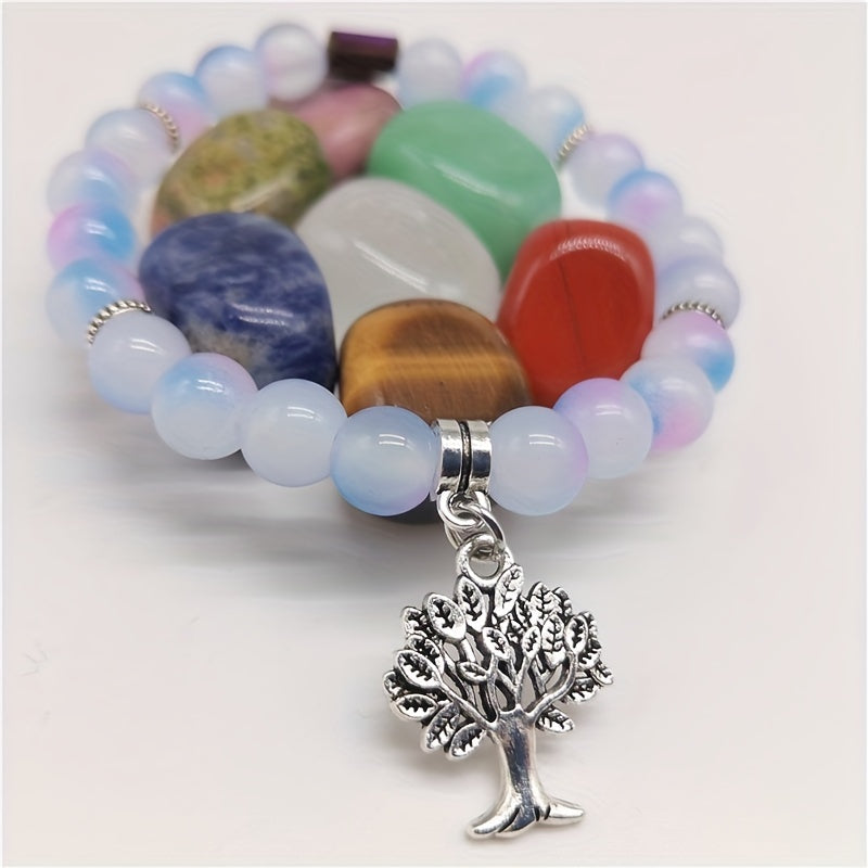 7 Chakras Natural Polished Stones Healing Crystals Bracelet Set