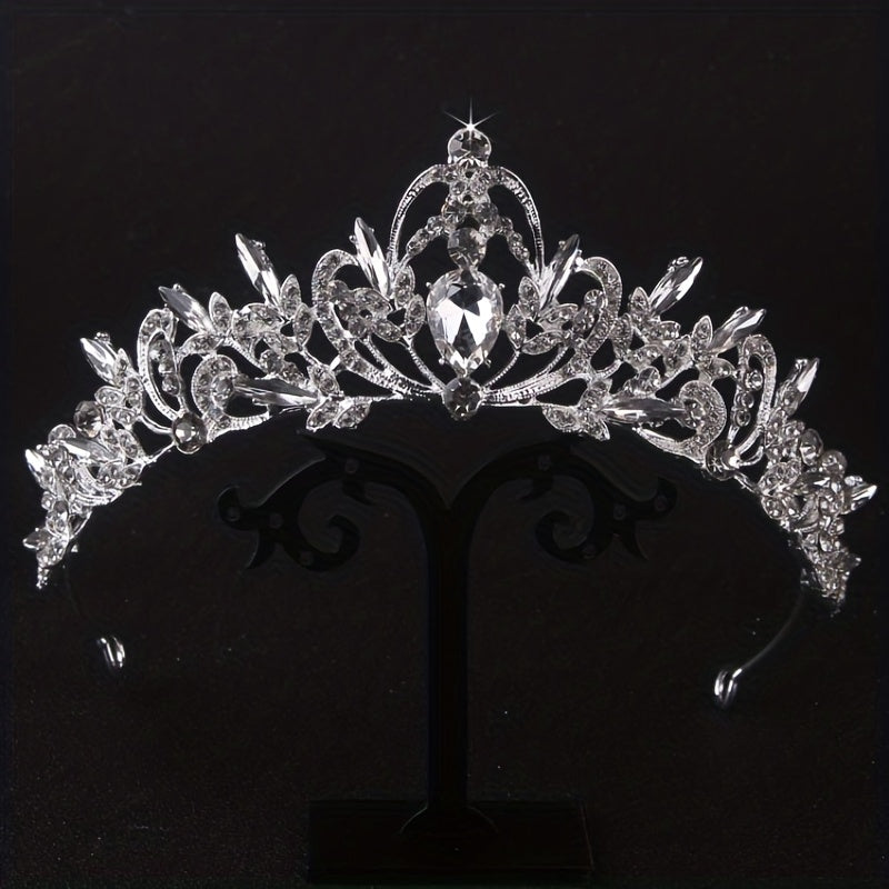 Baroque Style Rhinestone Crown Headband for Wedding