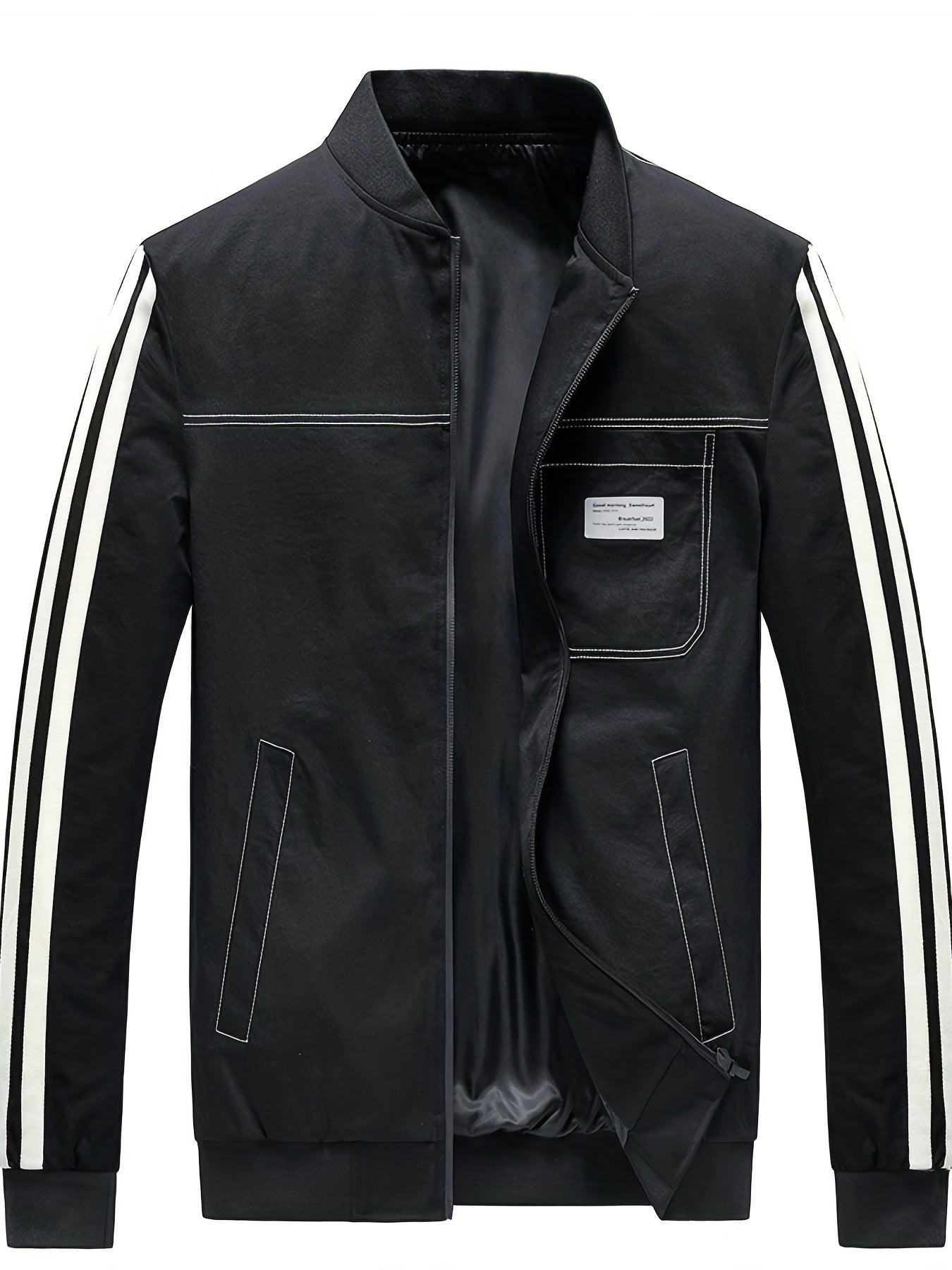 Men's Contrast Stitching Baseball Collar Jacket Coat