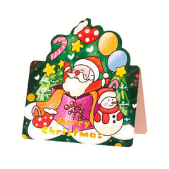 8pcs Cartoon Christmas Greeting Cards for Party Decoration