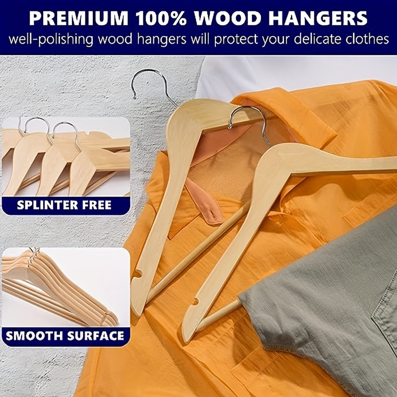 6pcs Slim Wooden Hangers 360&deg; Rotating Hooks Solid Wood Shoulder G