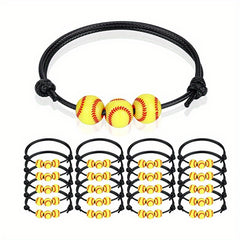 20 Pcs Softball Bead Charm Sports Bracelet for Fans