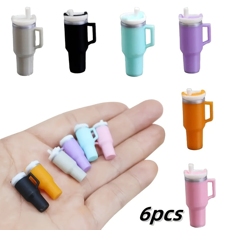 6 Pack Thermal Cups with Straw for Dollhouse Scale Plastic Drinkware