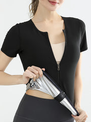 Short Sleeve Sauna Sweat Fitness Training Top Women's Activewear