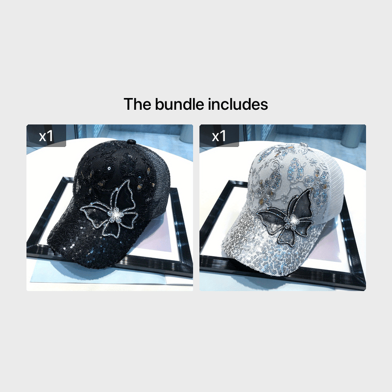 Sequined Butterfly Baseball Cap Sun Hat