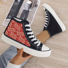 Merry Christmas Plush Lined Chunky Canvas Sneakers