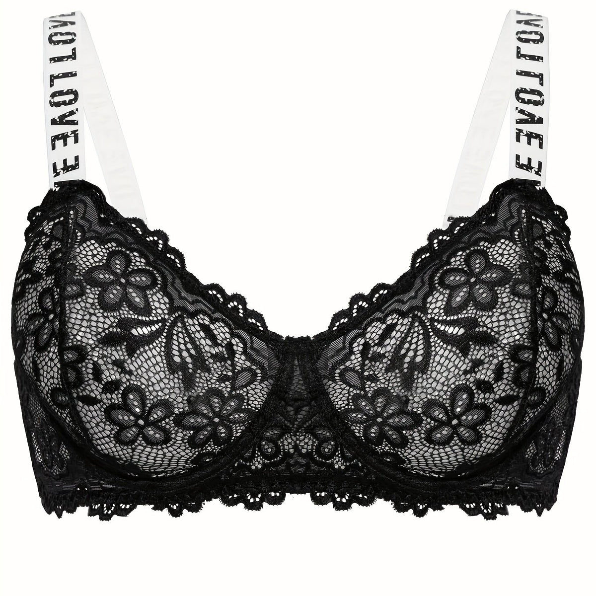  Sexy Bra Women's Plus Floral Lace Letter Tape Hook & Eye Bra