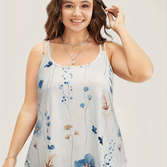  Floral Print Split Strap Tank Top