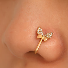 Men's Golden Nose Stud Set With Artificial Diamonds Party Gift