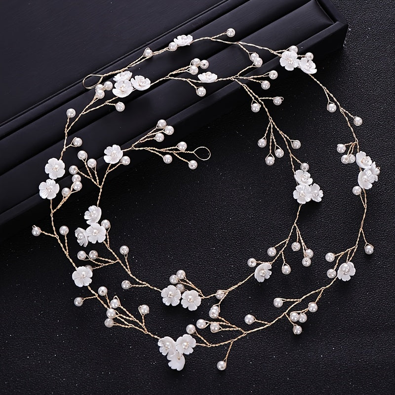 Faux Pearl & Flower Bridal Hair Vine