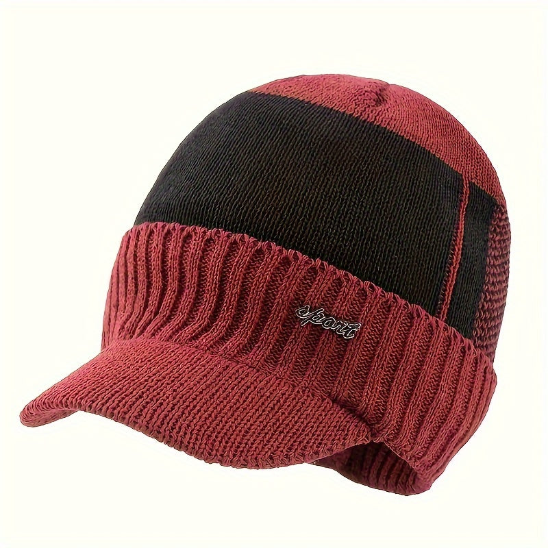 Men's Velvet Beanie Hat Winter Warm Knitted Hat For Outdoor Cycling