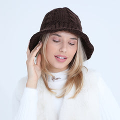 Cable Pattern Coldproof Thermal Women Knit Bucket Hat