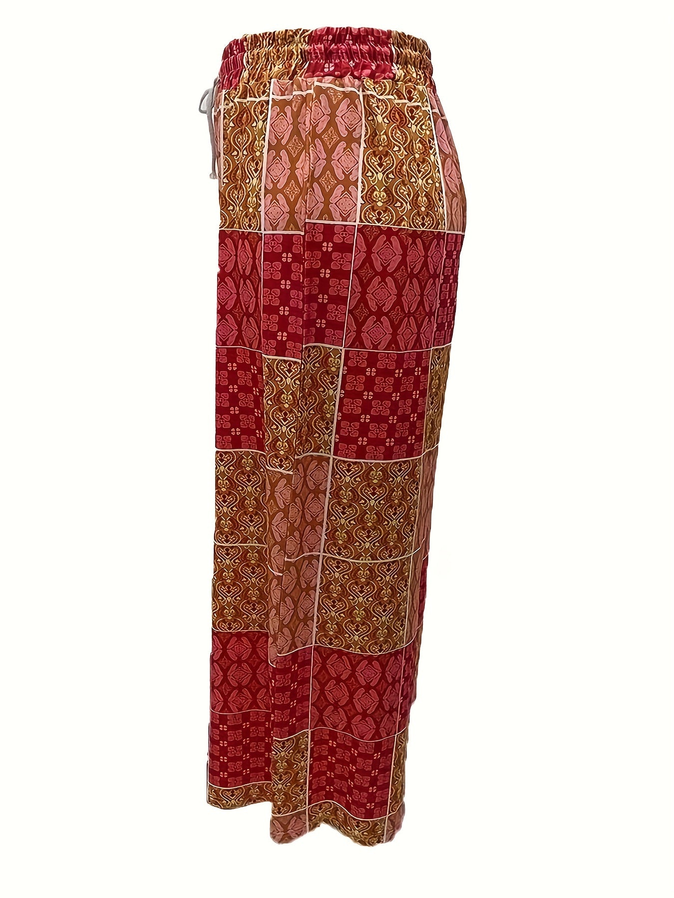  Floral Paisley Print Drawstring Pants
