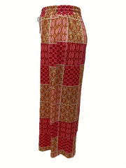  Floral Paisley Print Drawstring Pants