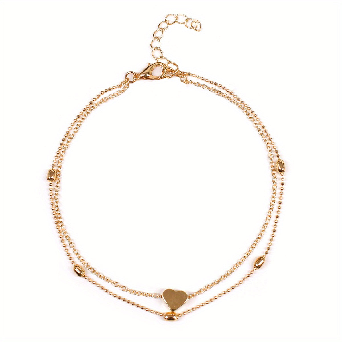 Double Layer Anklet Heart Charm for Men Unisex