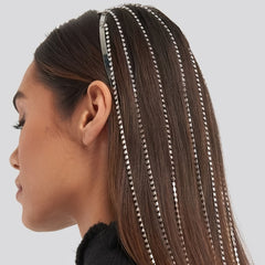 Rhinestone Tassel Headband Hair Clip Headwear For Women