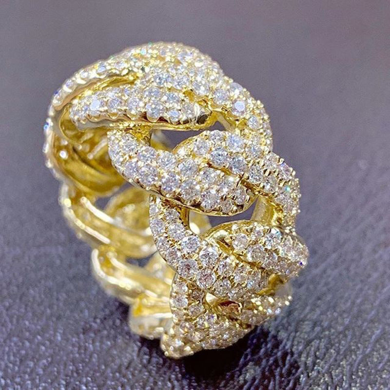 Zircon Inlaid Chain Ring For Men