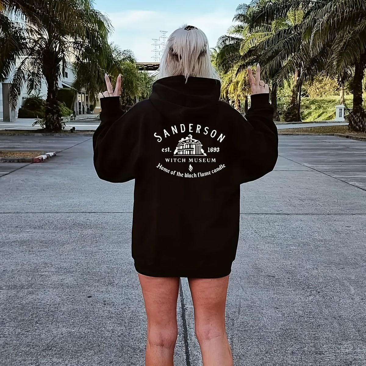 Witch Museum Print Hoodie Casual Sweatshirt